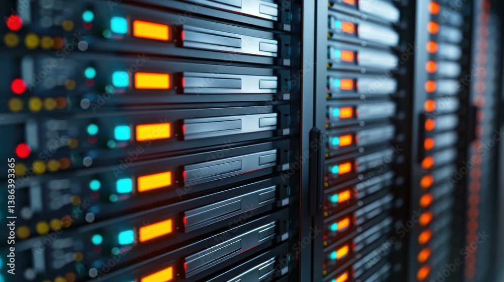 Naklejka premium Cuttingedge data servers for maximum performance in data centers with stability and optimal processing power.