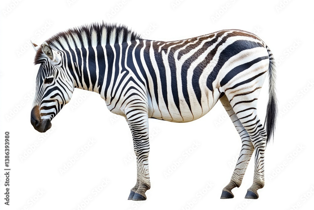 Zebra Standing in Profile Isolated on White Background Stock Photo Zebra Standing in Profile Isolated on White Background Stock Photo