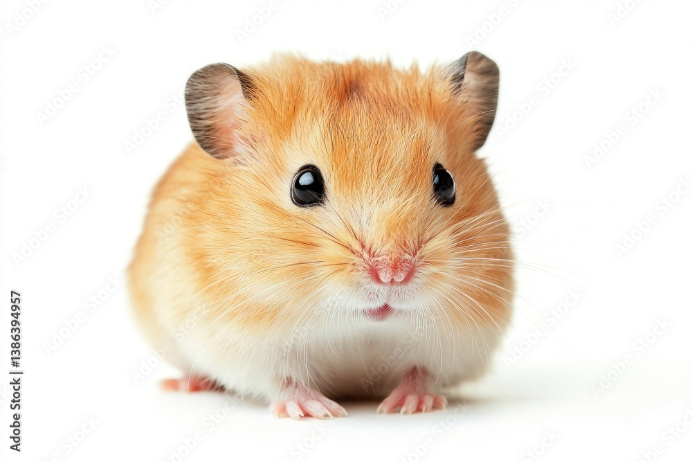 Adorable Golden Hamster Standing on White Background Pet Portrait Adorable Golden Hamster Standing on White Background Pet Portrait