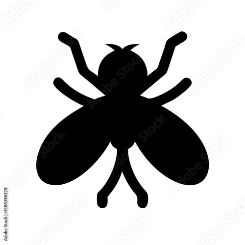 Fly Silhouette: A stark black silhouette of a fly, its detailed form sharply defined against the plain backdrop. Perfect for projects that need an elegant and simple touch.