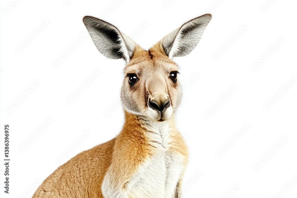Close-up of a Curious Kangaroo Looking at the Camera Isolated on White Close-up of a Curious Kangaroo Looking at the Camera Isolated on White