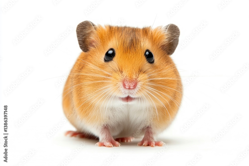 Cute Golden Hamster Portrait on White Background Adorable Pet Rodent Cute Golden Hamster Portrait on White Background Adorable Pet Rodent