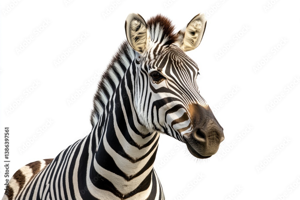 Striking Zebra Portrait Headshot with Distinctive Black and White Stripes Striking Zebra Portrait Headshot with Distinctive Black and White Stripes