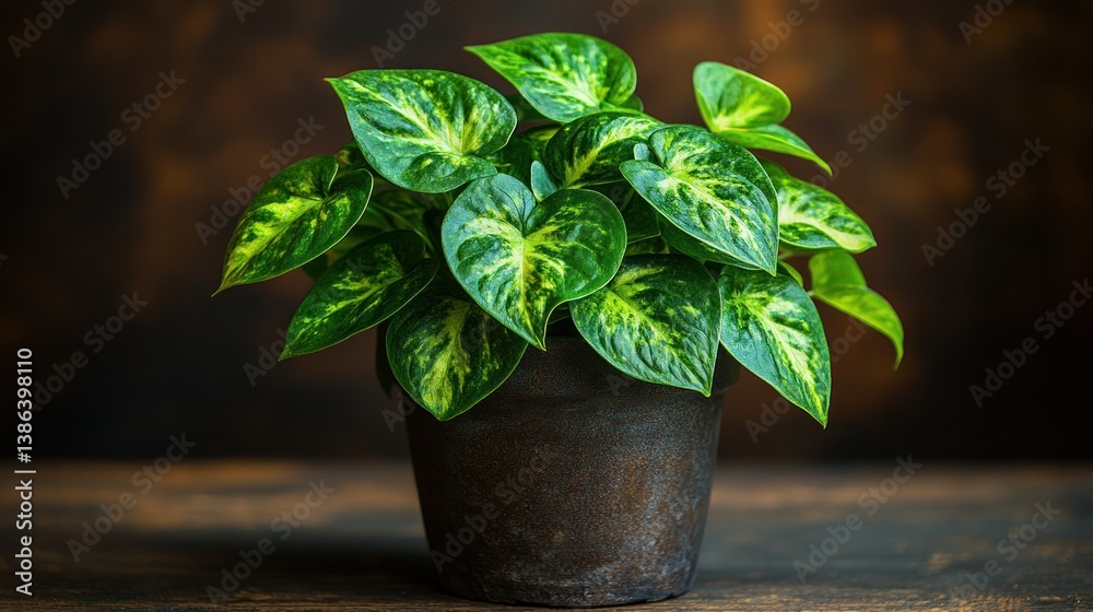 Vibrant Green Philodendron Plant in Rustic Pot Vibrant Green Philodendron Plant in Rustic Pot
