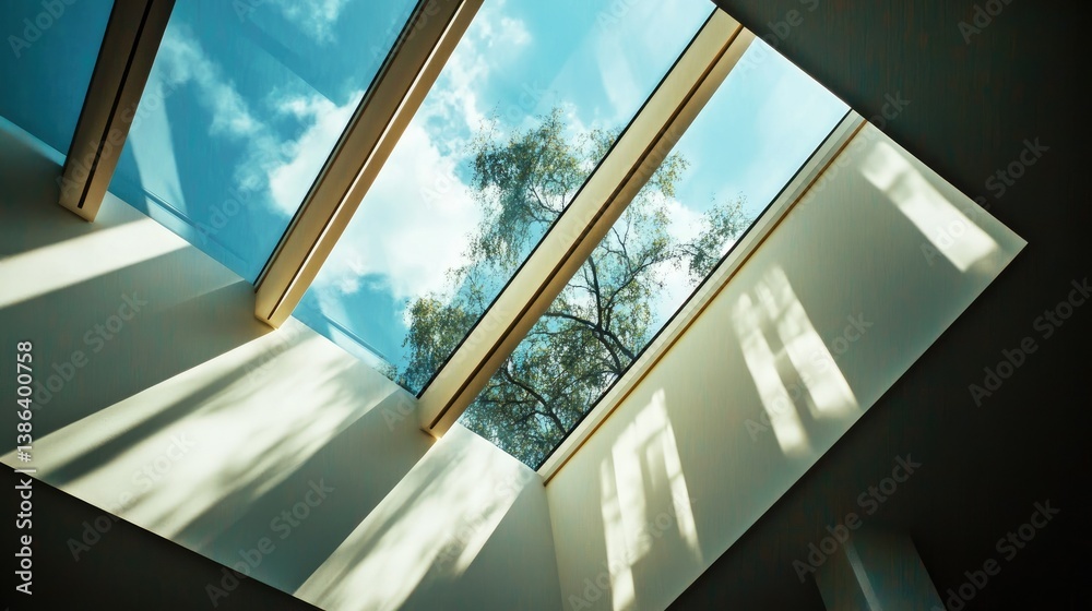 Obraz premium Skylight View: Nature's Light Illuminates Interior Space