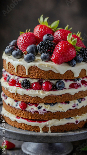 Wallpaper Mural Close-up of a mixed berry tier cake. Torontodigital.ca