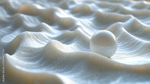 Serene Sphere on Undulating Surface: A Study in Light and Texture