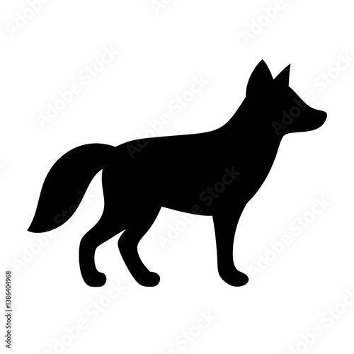 Silhouette of a Fox: A minimalist black silhouette of a cunning fox, showcasing its elegant form. Clean lines capture the essence of the creature in this artful and striking composition.