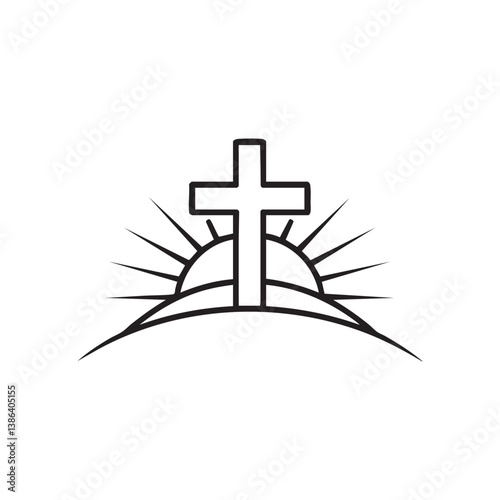 A radiant cross rising over a mountain at sunrise – symbolizing resurrection and hope.