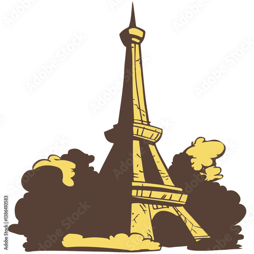 flat design tour eiffel icon vector illustration