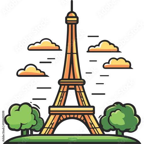 flat design tour eiffel icon vector illustration