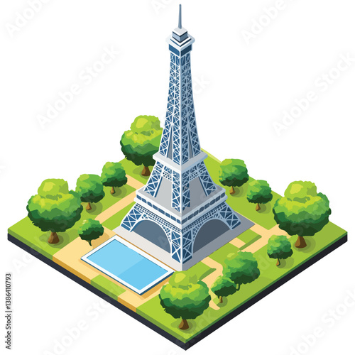 flat design tour eiffel icon vector illustration