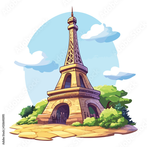 flat design tour eiffel icon vector illustration