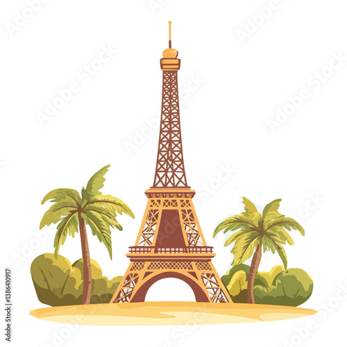 flat design tour eiffel icon vector illustration