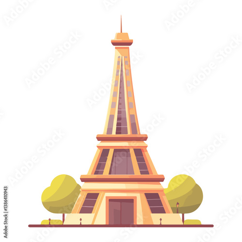 flat design tour eiffel icon vector illustration