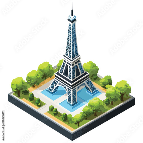 flat design tour eiffel icon vector illustration