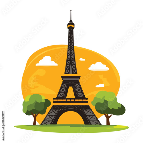 flat design tour eiffel icon vector illustration