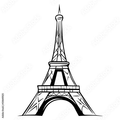 flat design tour eiffel icon vector illustration