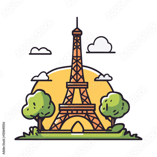 flat design tour eiffel icon vector illustration