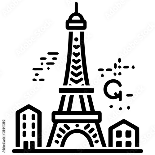 flat design tour eiffel icon vector illustration