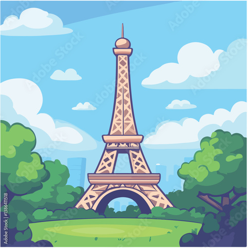 flat design tour eiffel icon vector illustration