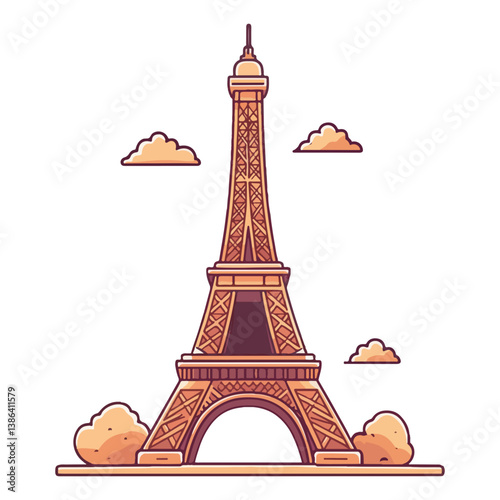 flat design tour eiffel icon vector illustration