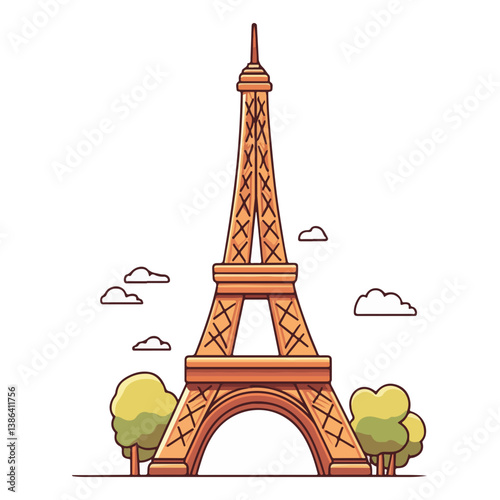 flat design tour eiffel icon vector illustration