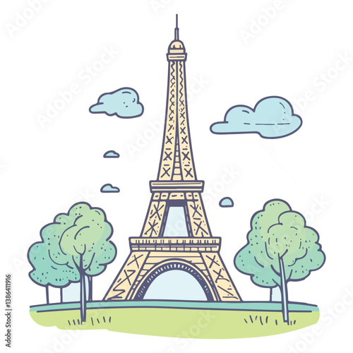 flat design tour eiffel icon vector illustration