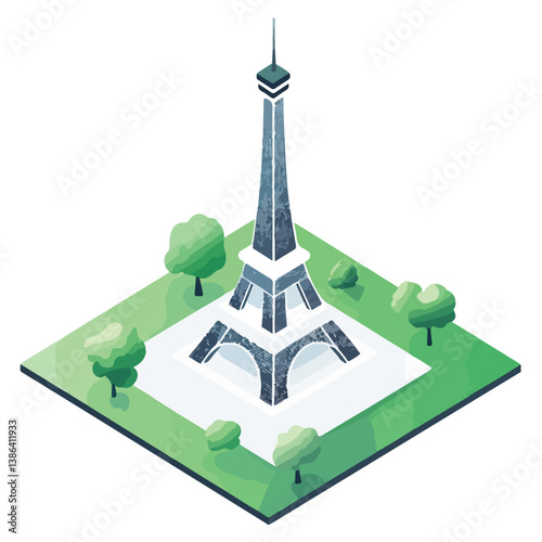 flat design tour eiffel icon vector illustration