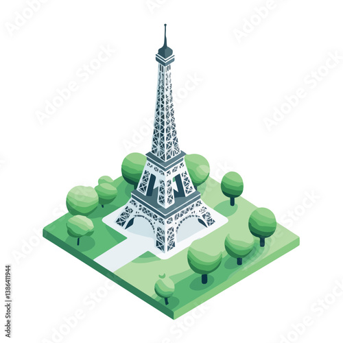 flat design tour eiffel icon vector illustration