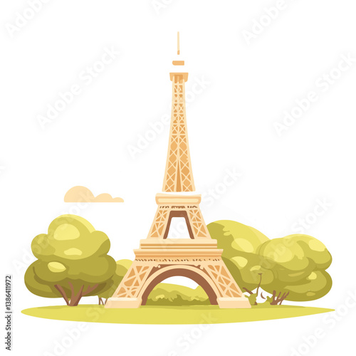 flat design tour eiffel icon vector illustration