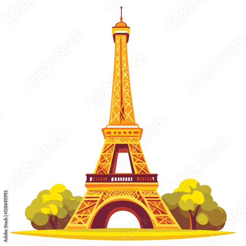 flat design tour eiffel icon vector illustration