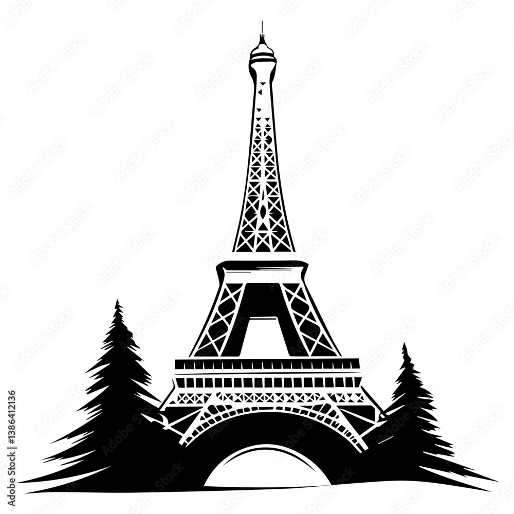 Obraz premium flat design tour eiffel icon vector illustration