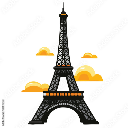flat design tour eiffel icon vector illustration