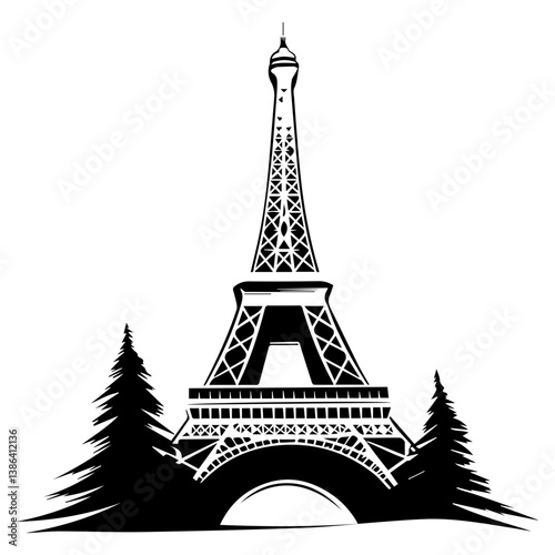 flat design tour eiffel icon vector illustration