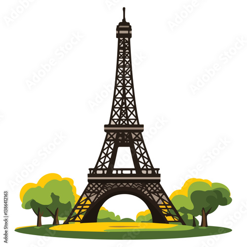flat design tour eiffel icon vector illustration