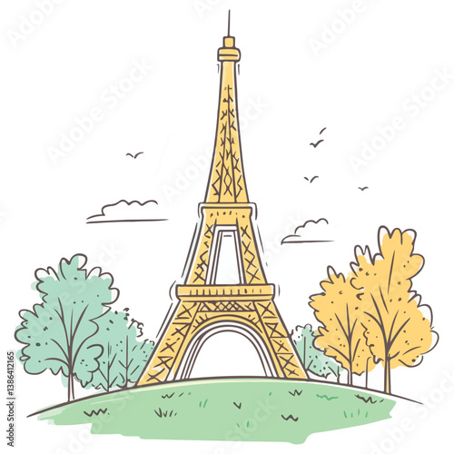 flat design tour eiffel icon vector illustration