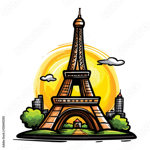 flat design tour eiffel icon vector illustration