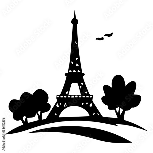 flat design tour eiffel icon vector illustration