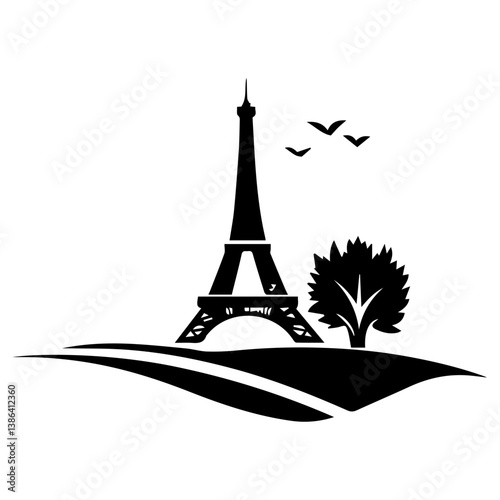 flat design tour eiffel icon vector illustration
