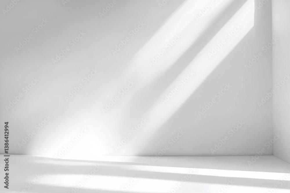 Abstract white studio room with light and shadow from window background for product display presentation
Abstract white studio room with light and shadow from window background for product display presentation