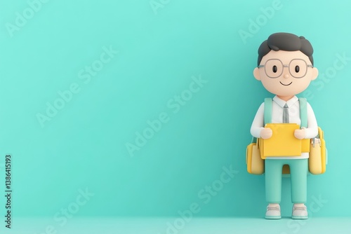 Cartoon schoolboy with folder
