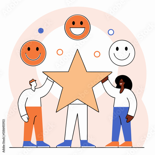 business people in a circle with a star