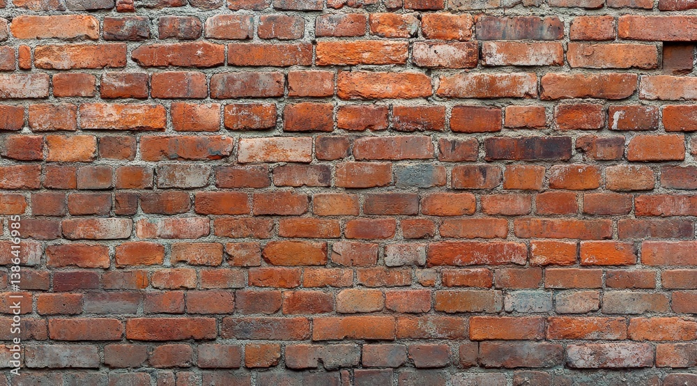 Fototapeta premium Aged red brick wall with textured surface and weathered appearance