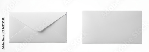 White paper envelope set isolated on white background 
