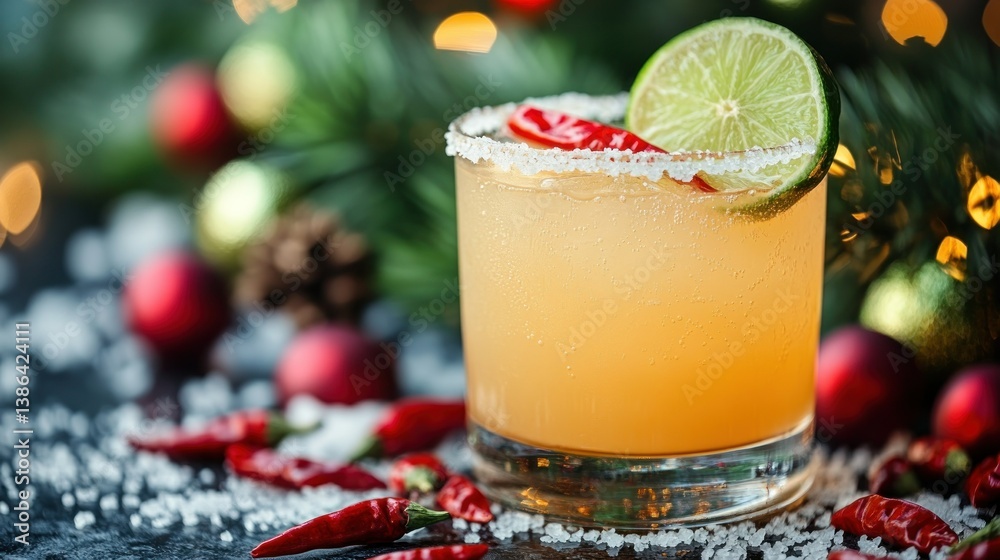 Spicy Festive Cocktail: A Christmas Margarita with a Zesty Twist