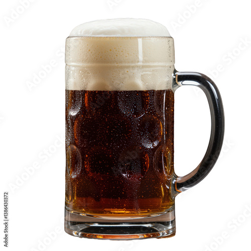 Chilled Dark Beer with Thick Foamy Head.