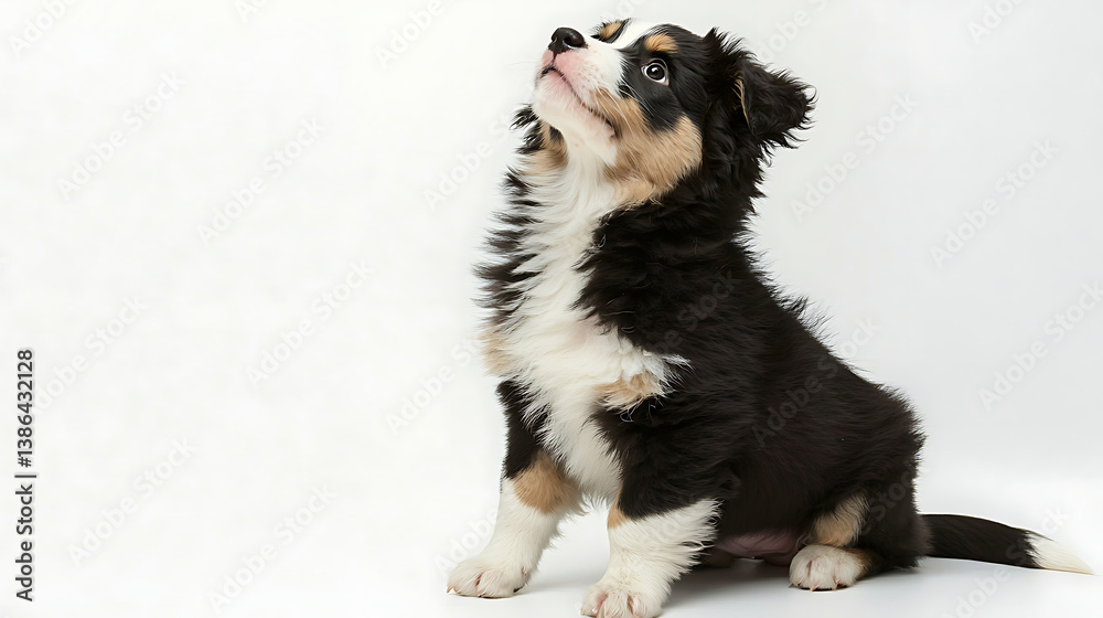 A black and white puppy with brown spots. Generated using AI. A black and white puppy with brown spots. Generated using AI.