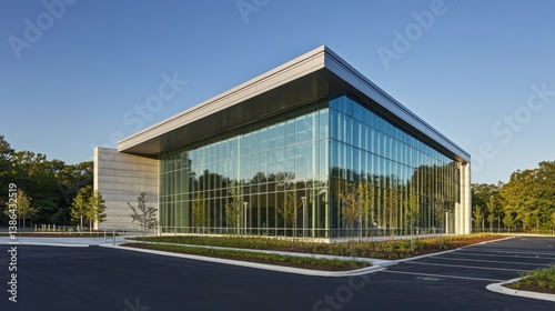 Wallpaper Mural Exterior shot of a modern glass building reflecting the sky with clean, geometric lines and metallic accents Torontodigital.ca