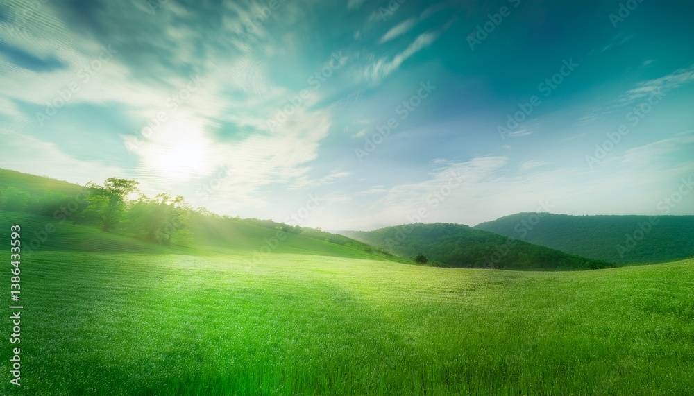 Fototapeta premium 淡いグリーンのグラデーションに、微細なテクスチャと光沢が重なり、洗練されつつも優しい、空気のような背景美が漂う。